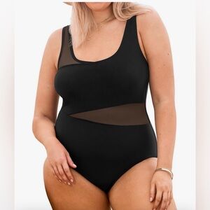 Cupshe Black Mesh Accent One-Piece Swimsuit